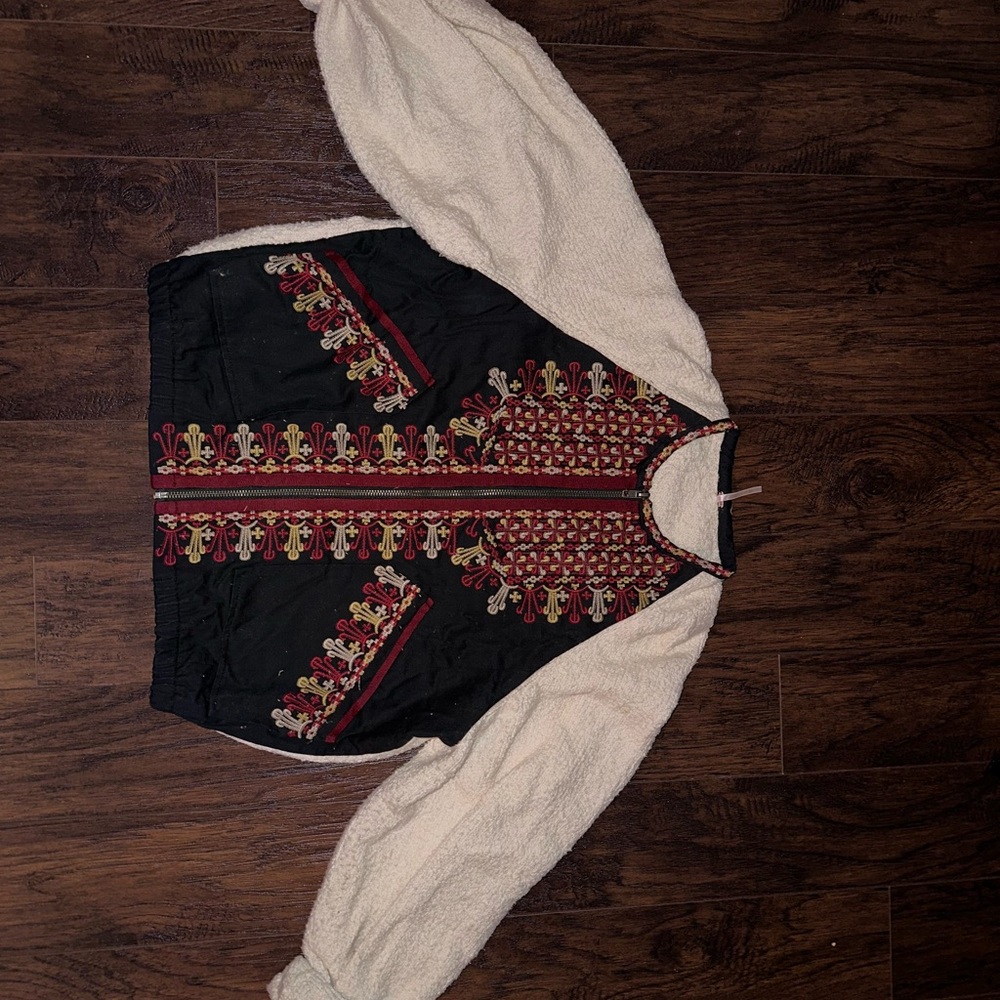 Embroidered Black and Cream Jacket